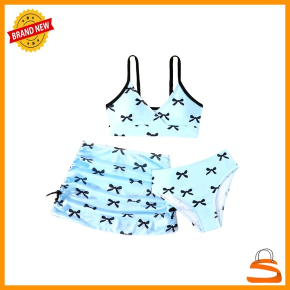 Other - Girls 3 Piece Floral Swimsuit Set High Waisted Bikini Mesh Cover Up
